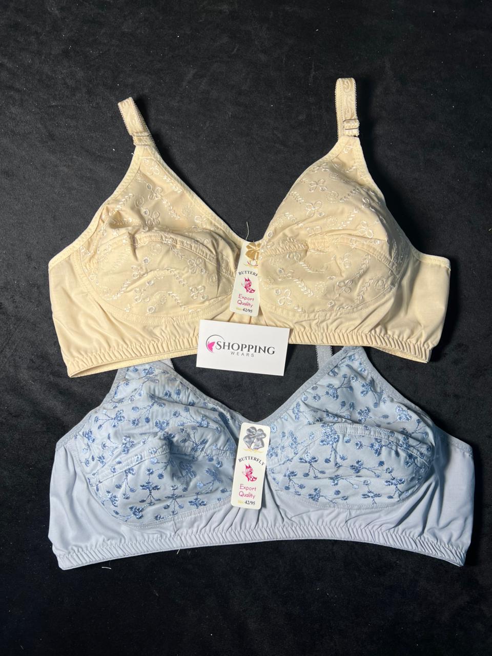 Butterfly Imported Quality Pure Cotton Embroidered Bra | Full Coverage