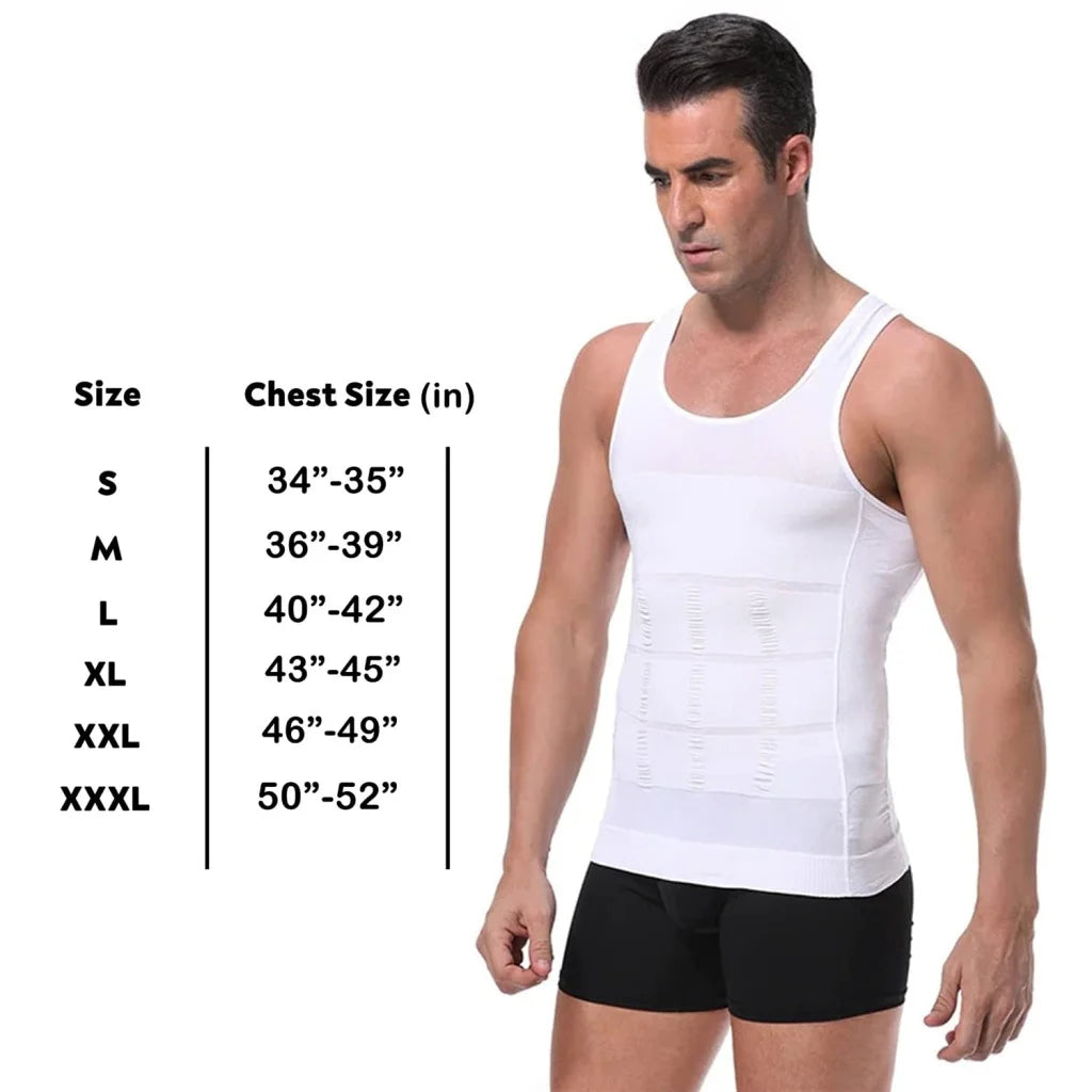 Men's Body Shaper Vest size guide M to 2XL