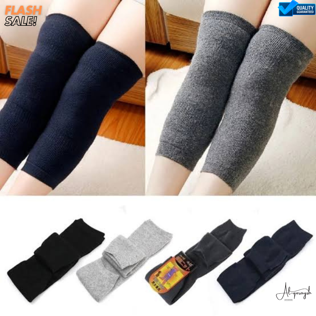 2 Pieces Al-Quraysh Wool Knee Warmers – Unisex Fleece-Lined Thermal Leg & Knee Support Pads.