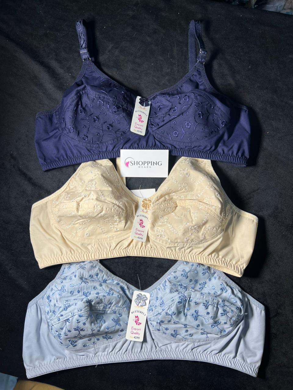 Butterfly Imported Quality Pure Cotton Embroidered Bra | Full Coverage