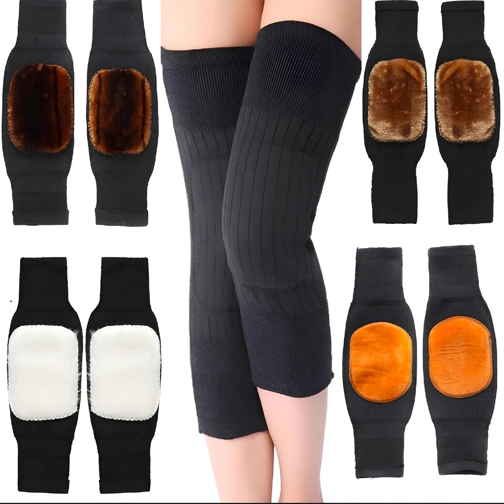 Winter Wool Elastic Knee Warmers – Unisex breathable thermal knee pads for warmth, comfort, and joint support during outdoor sports.