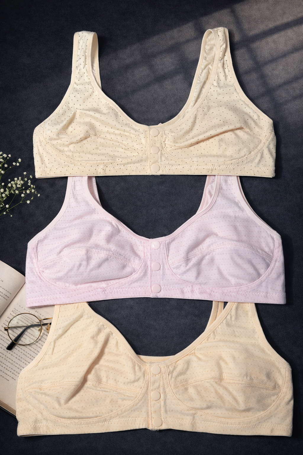 Summer Comfort Front Open Bra – Breathable Cotton & Easy Wear Fit
