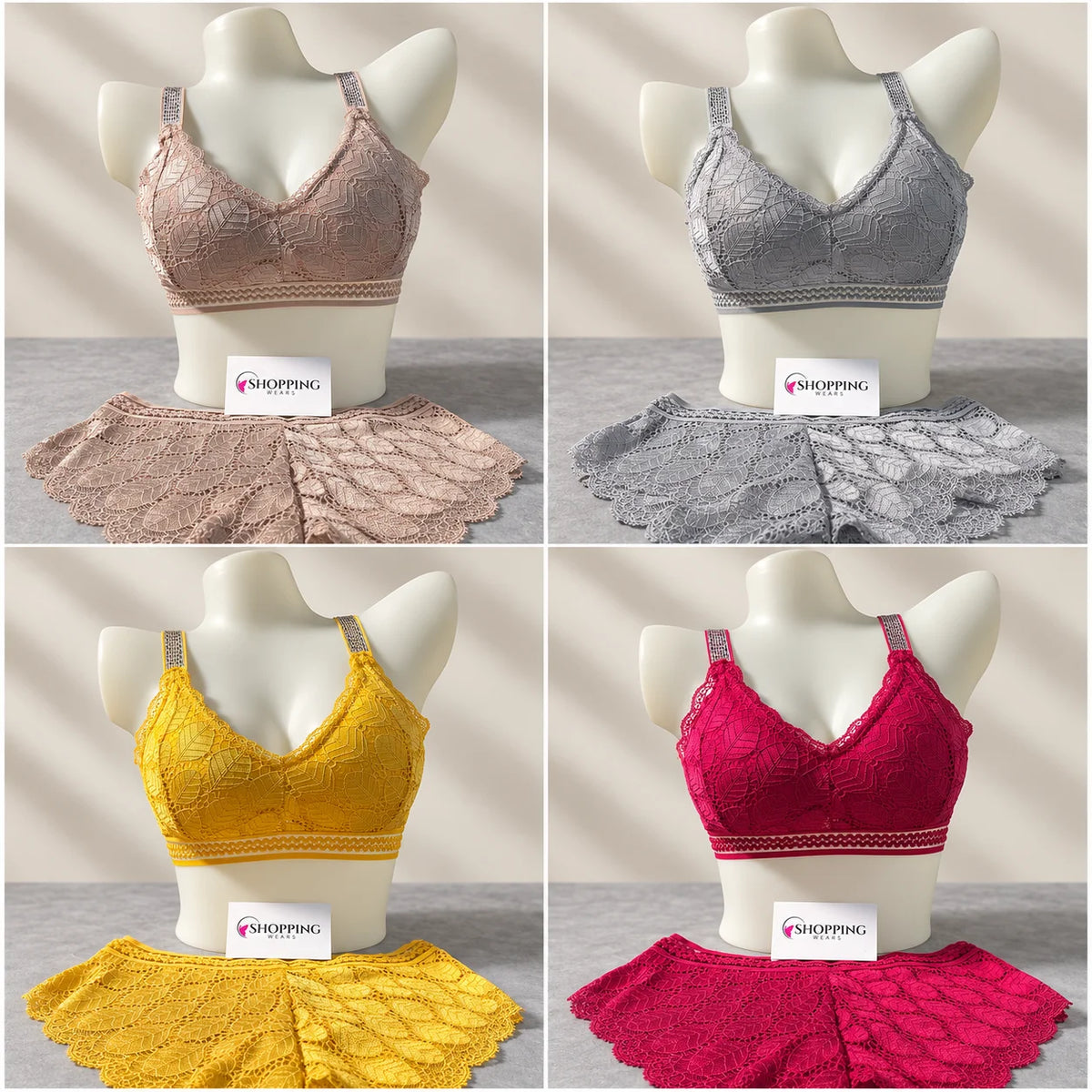Rhinestone Strap Lace Bra & Panty Set for Women Pakistan – Free Size 30–38 - Shoppingwears