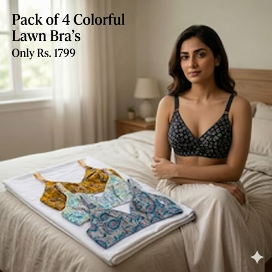 Pack of 4 Shoppingwears Colorful Lawn Bra's