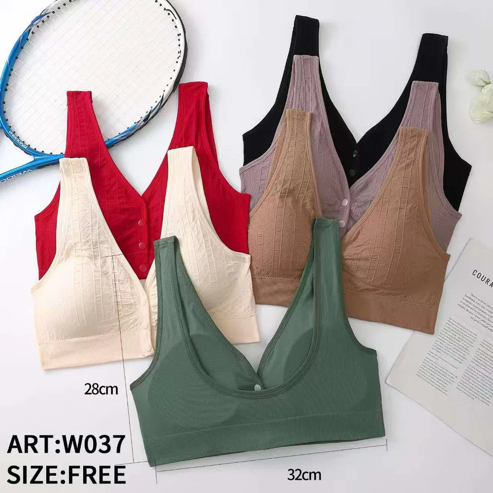 (34-46) Size Front Padded Button Style Comfy Bra