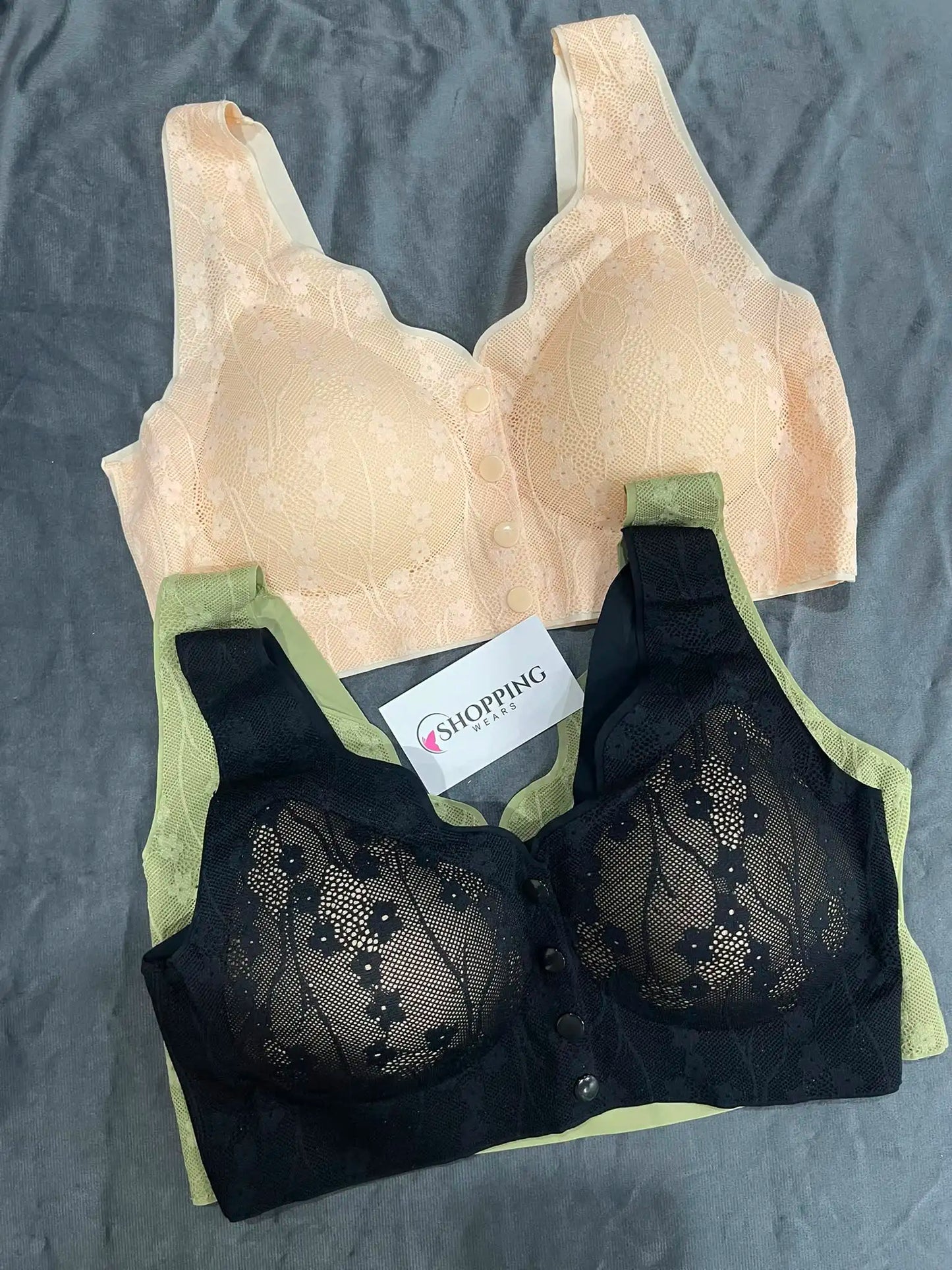 Black Front Open Lace Bra for Women