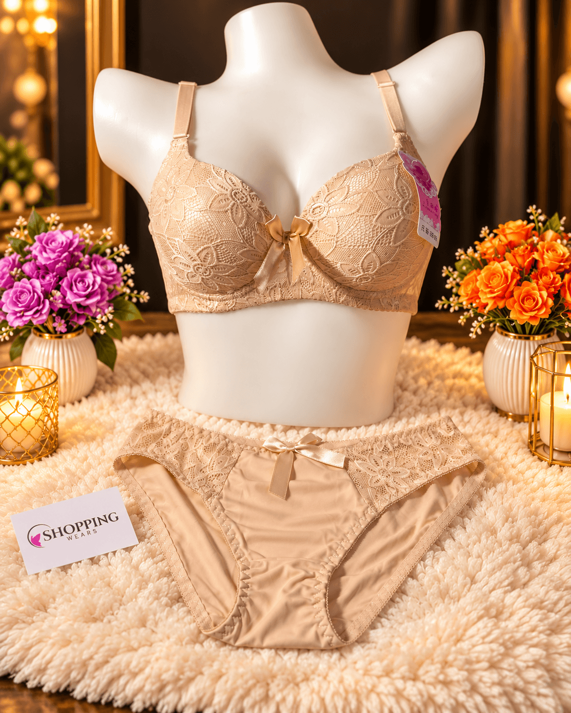 Premium Floral Lace Bra & Panty Set for Women – Sizes 32–38