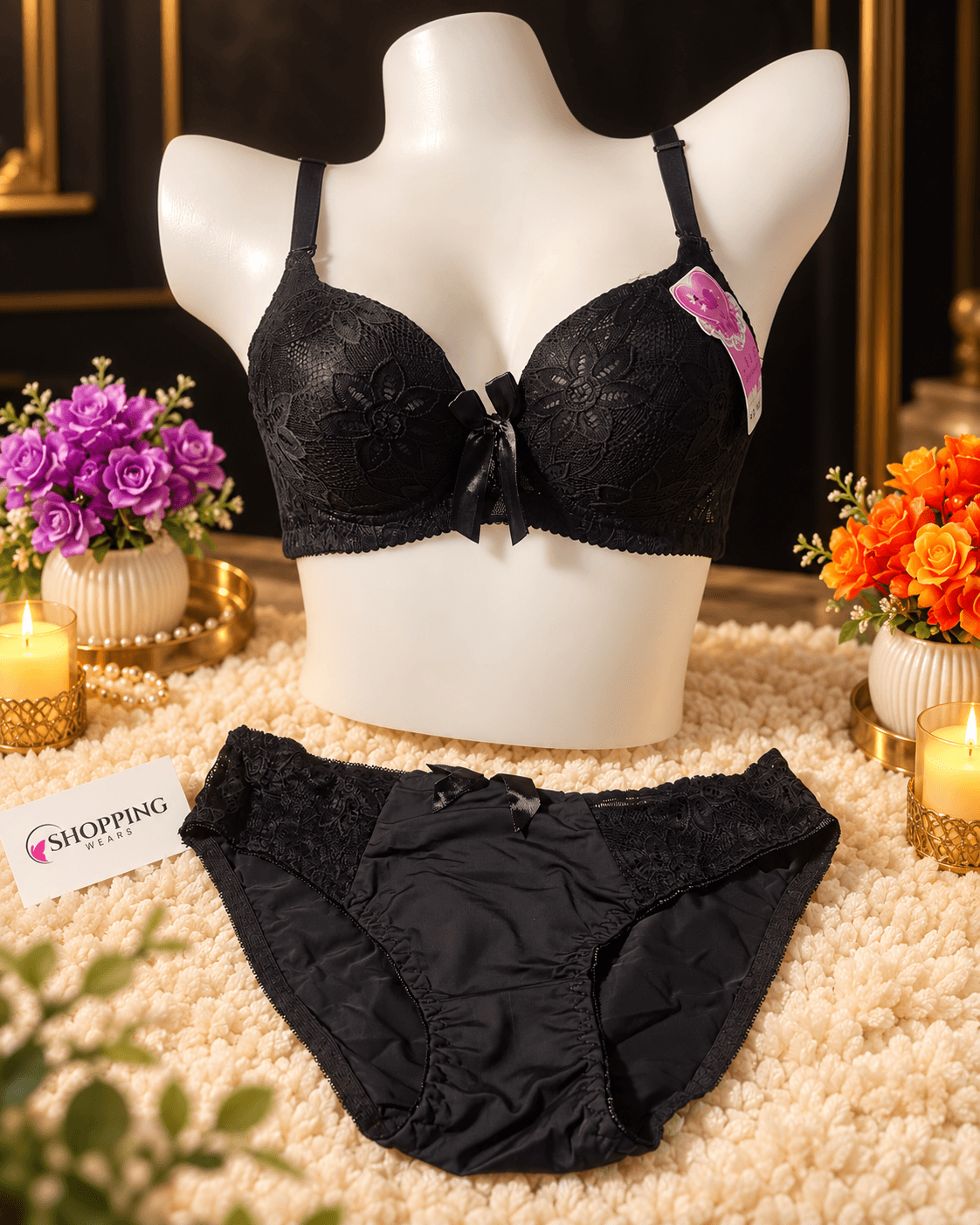 Premium Floral Lace Bra & Panty Set for Women – Sizes 32–38