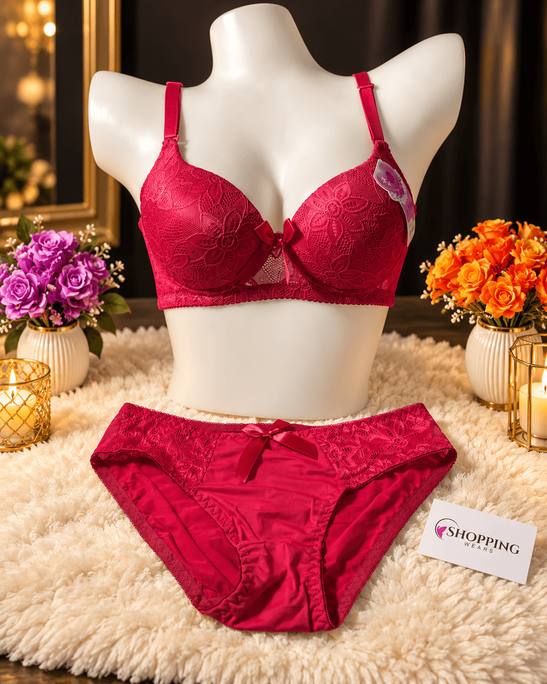 Premium Floral Lace Bra & Panty Set for Women – Sizes 32–38