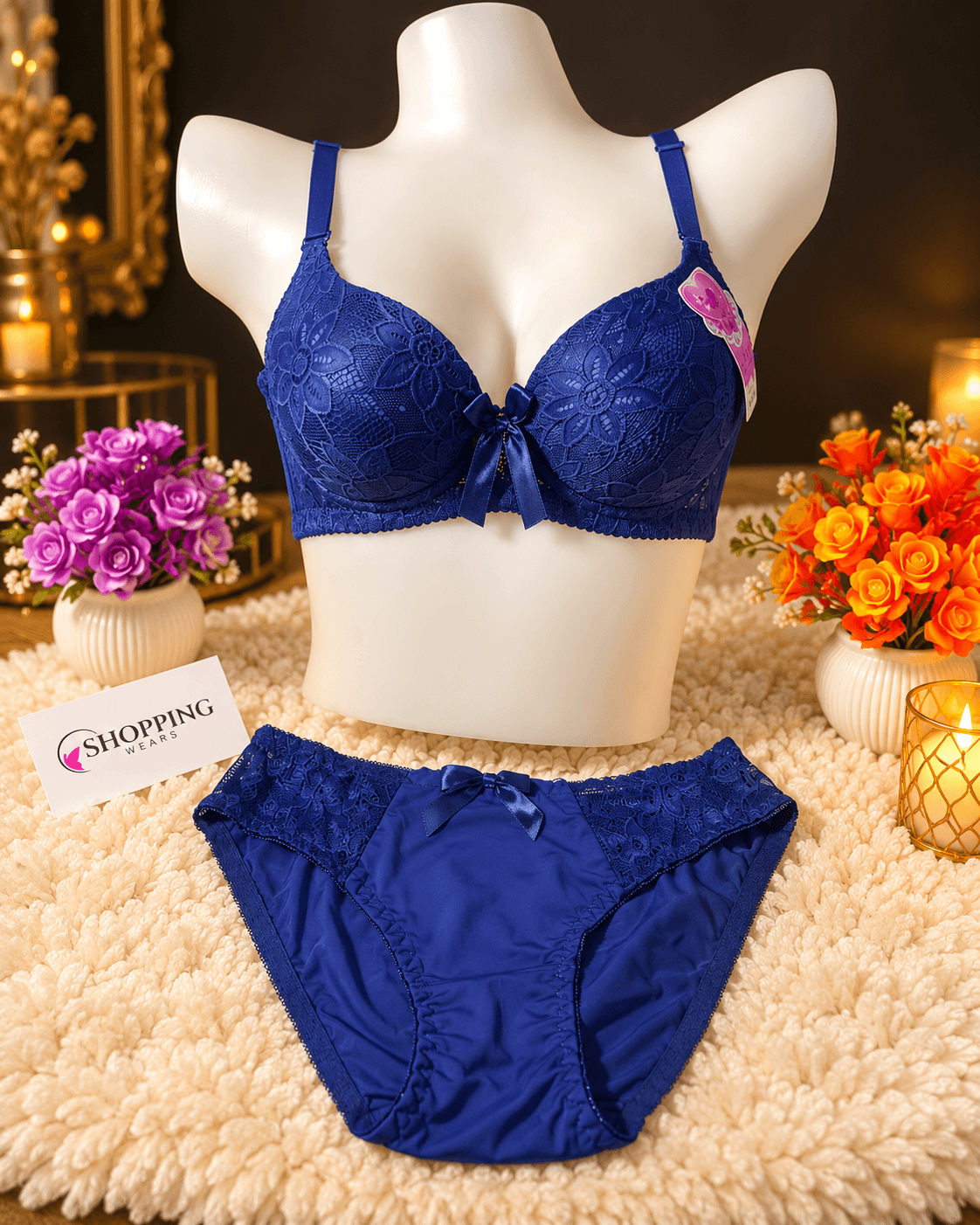 Premium Floral Lace Bra & Panty Set for Women – Sizes 32–38