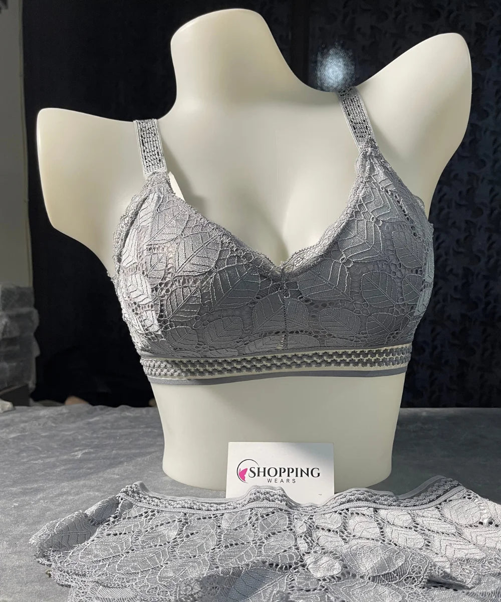 Crystal Strap Lace Bra for Women