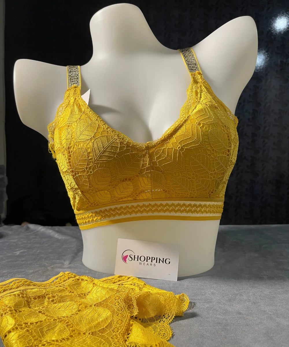 Floral Lace Detail on Bra and Panty Set
