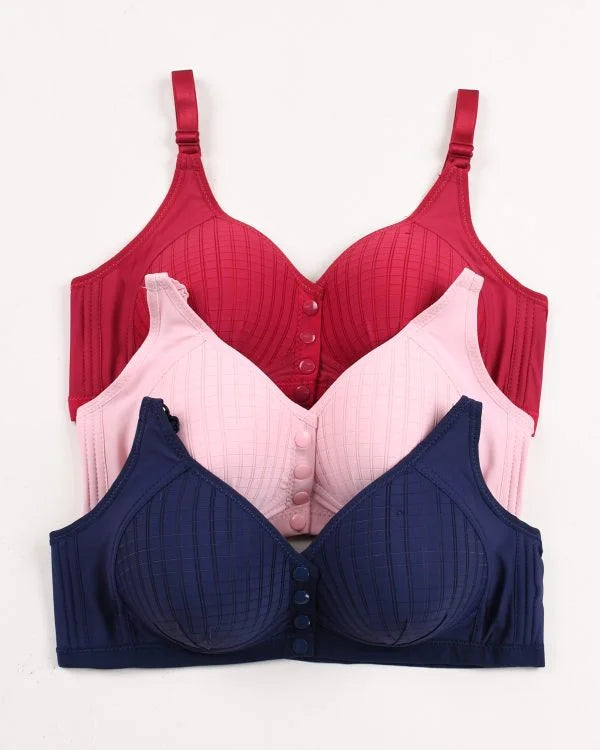 Front Open Button Bra for Women