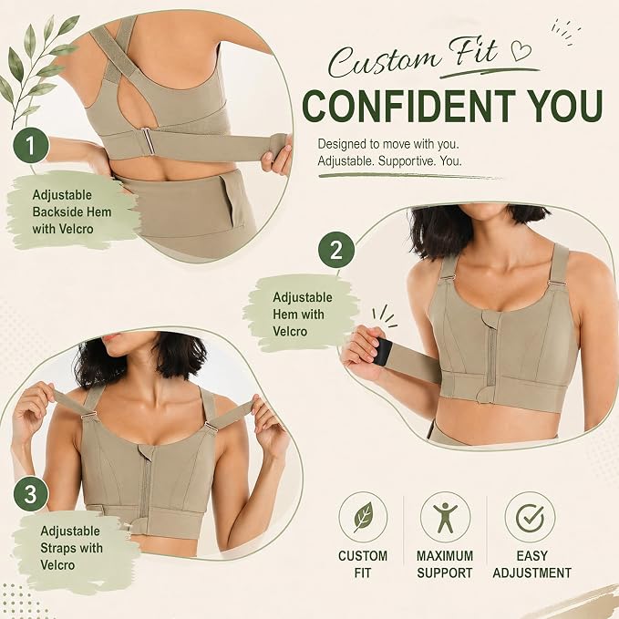 Front Zip Padded Sports Bra for Women