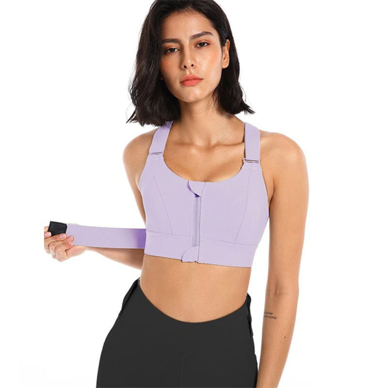 Front Zip Sports Bra with Zipper Closure