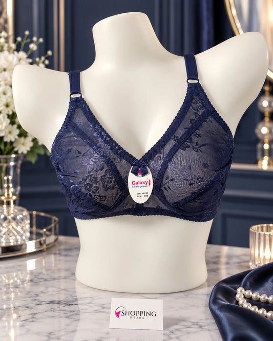 Galaxy Full Net Bra for Women – Non-Padded & Wire-Free Floral Lace Bra | Shoppingwears