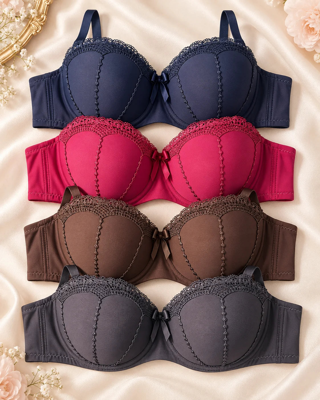 Lace Detail on Double Padded Bra for Women