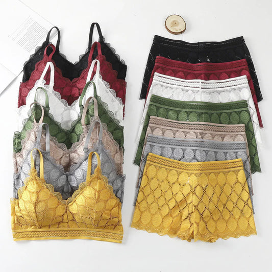 Modish Leaf Design Bra & Boxer Pair (28 - 36)