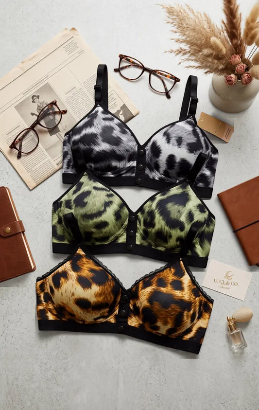 Leopard Print Front Open Bra for women in Pakistan