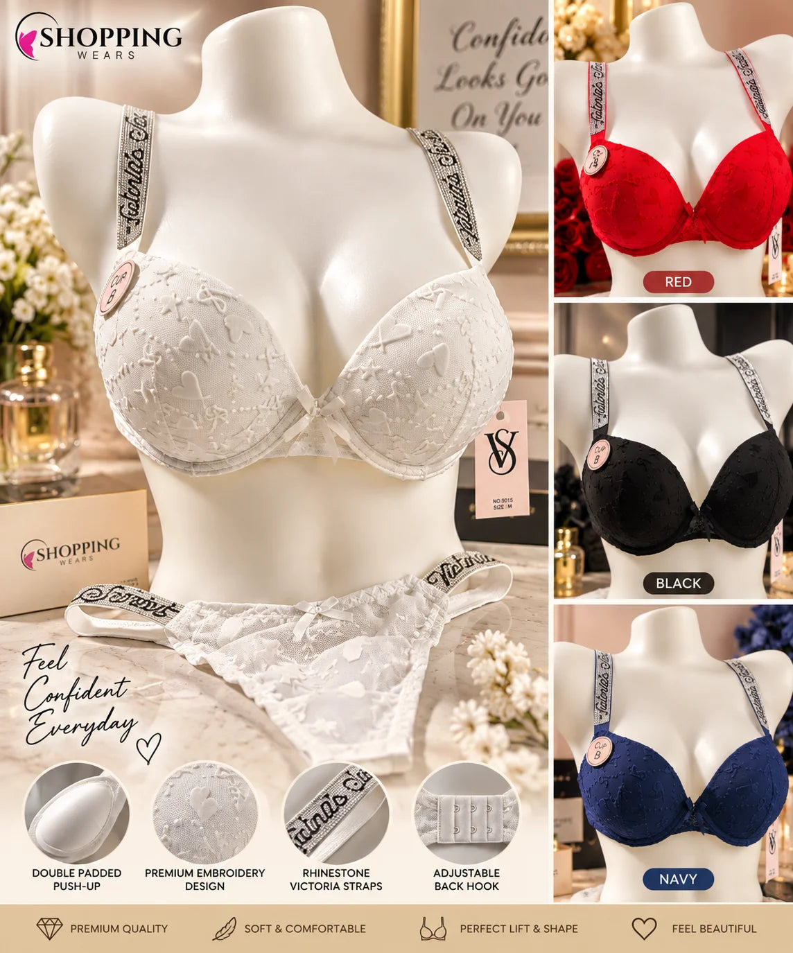 Double Padded Bra Set in Multiple Colors