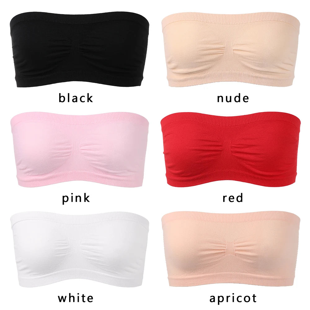 Seamless Strapless Tube Bra for Women – Non-Padded, Free Size