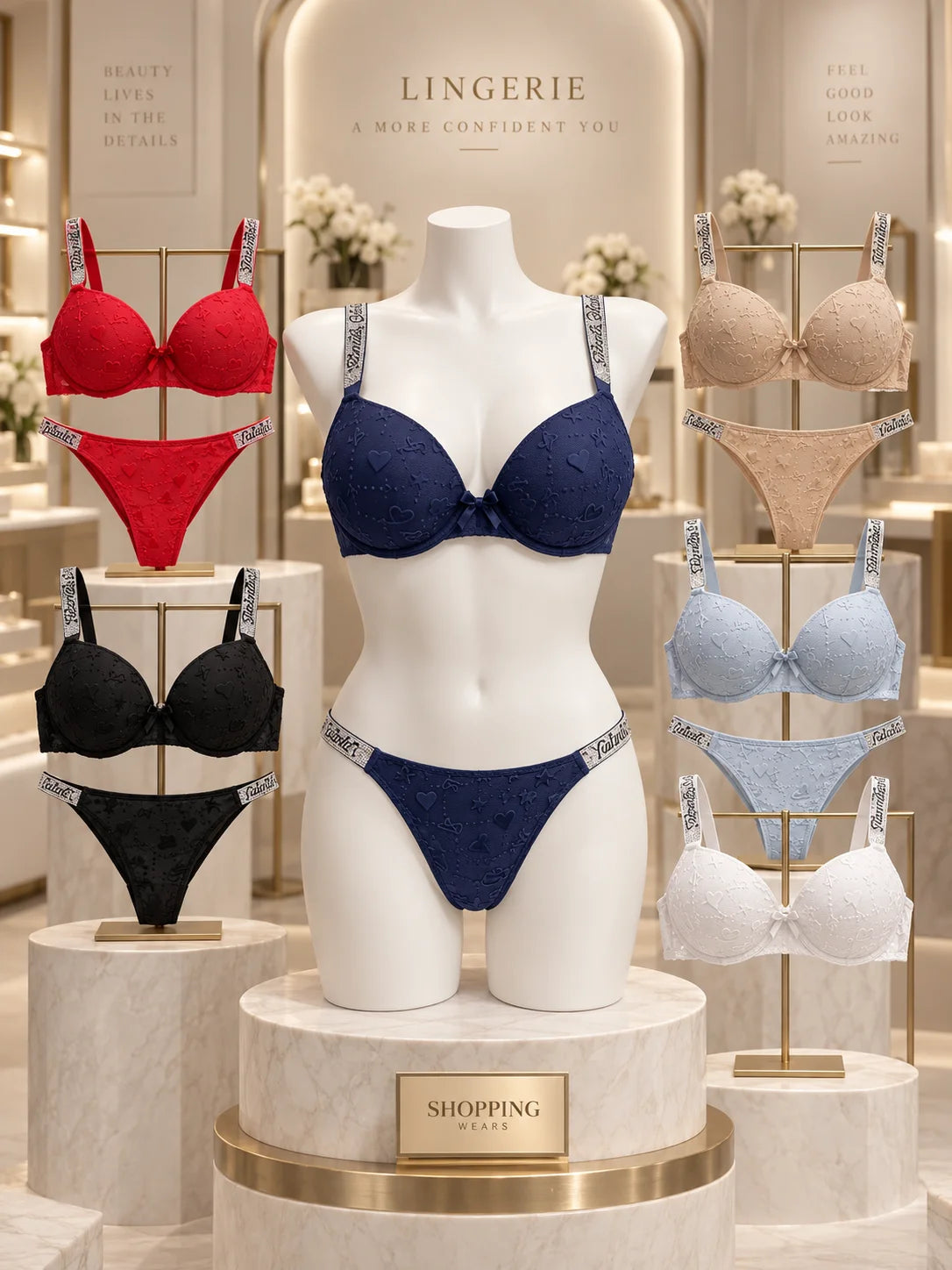 Rhinestone Strap Push-Up Bra for Women