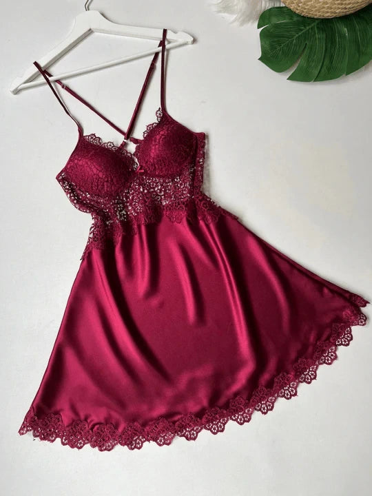 Maroon Nightgown Dressing Gown Set 6-Piece