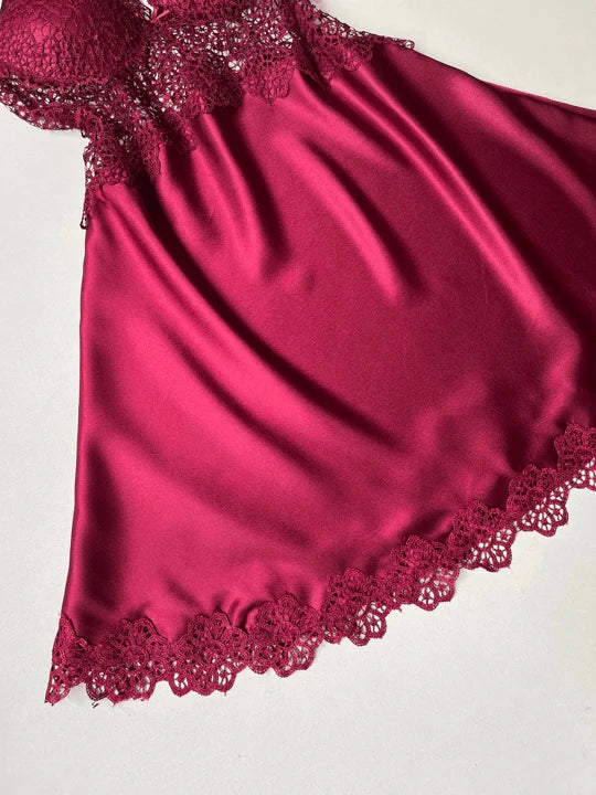 Maroon Nightgown Dressing Gown Set 6-Piece