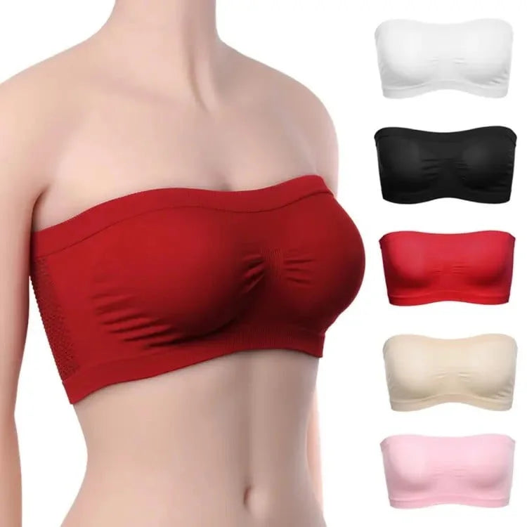 Seamless Strapless Tube Bra for Women – Non-Padded, Free Size